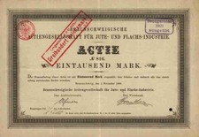 Braunschweigische Jute Flachs AG 1889 Vechelde Meißen Weida Landsberg Bremen GA 