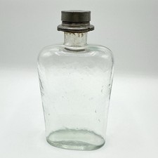 Glas Flasche mit Schraubverschluss Zinn wohl Antik Glaskunst