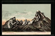 Künstler-AK Berchtesgaden, König Watzmann und Familie, Berggesichter 