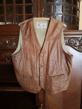 Pionier Sportive Vintage Lederweste Größe L Beige /Braun