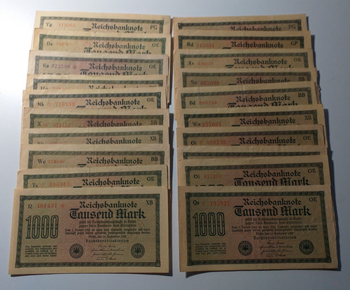 Geldschein posten 1000 mark - geldschein,