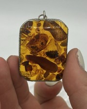 Anhänger Antik Bernstein 835 Silber Massive Amber Inklusen