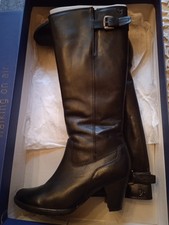 Damen Leder Stiefel Schwarz