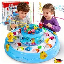 Angelspiel Magnetisch ab 2–3 Jahre, Kinderspielzeug mit 26 Fischen & 4 Angeln DE