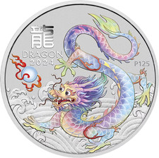 Jahr des Drachen weiss ½ Unze 9999er Feinsilber Lunar colored Dragon ½ oz OVP ST