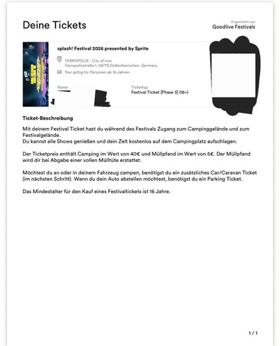 Splash festival ticket - festival,