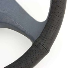 LKW Lenkradbezug 49 50 cm echt LEDER perforiert schwarz Lenkrad Schoner