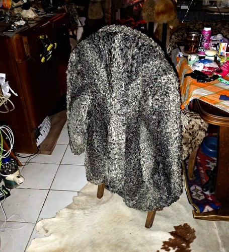 Pelzjacke schwarz grau - pelzjacke, schwarz/grau