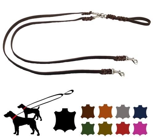 Hundeleine leder zwei hunde - zwei,