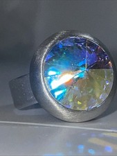 Ring,rund mit bunten Stein, verstellbar (kleiner/grösser),6.9g,D.-1.7cm,RG55