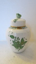 Herend Apponyi grün Deckel  Tee Dose Vase Porzellan Ungarn RAR Edel Rose Knauf g