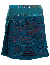 Vishes Wickelrock Baumwollrock Druckknöpfe Cutwork Blumen Mandala Sidebag