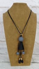 Damen Kette Modekette Schmuck Halskette Lagenlook Modeschmuck Holz Schwarz Puppe