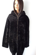 Lässiger  Wende Lammfellmantel Gr.42 44  Kapuze  Lammfell Pelzmantel