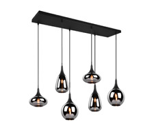 Pendelleuchte LUMINA 6-flammig E14 Metall/Glas chrom-schwarz ohne Leuchtmittel