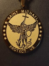 Heiliger Saint Michael Halskette in Gold schön auffällig Amulett Christen Kirche
