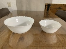 ARCOPAL Servierschüssel Set Weiß Glas 24 und 18 cm Salatschüssel Obstschale