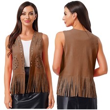 Wildleder weste fransen - weste,