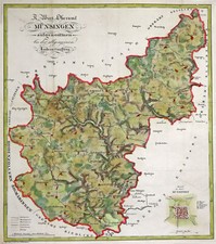 Münsingen Oberamt Original Lithografie Landkarte Fleischmann 1825
