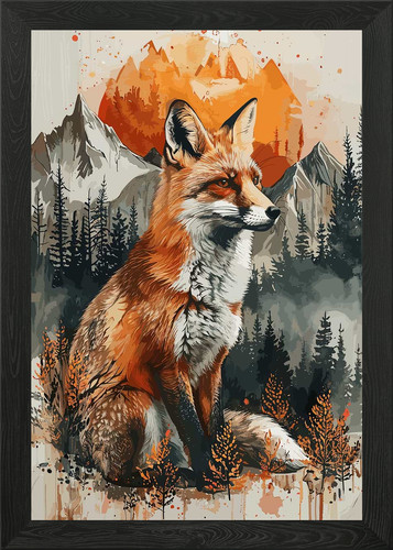Fuchs sonnenuntergang aquarell - fuchs,