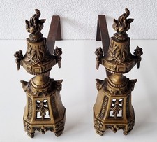 Schöne Kaminböcke Bronze reichlich verziert - Frankreich Napoleon III um 1870