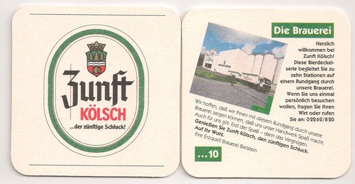 Zunft kölsch bierdeckel - zunft,