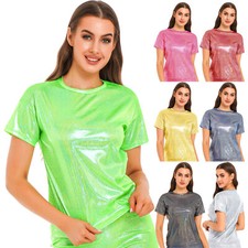 Damen Metallic Top Oberteil