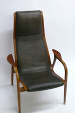 SWEDESE LAMINO YNGVE EKSTRÖM TEAKHOLZ Leder schwarz restauriert orig. 60er