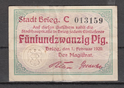 Brieg stadt 25 pfennig - -,