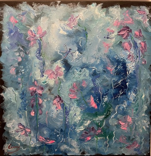 ölbild gemälde blumen flora - blumen,