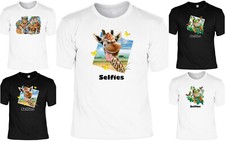Tiere Motiv T-Shirt - Frosch - Giraffe - Dinosaurier - lustige Tierselfies Selfi