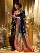 Designer Sari Bollywood Braut Seide Saree Bluse South Indian Ethnisch Fertig