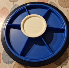 Tupperware Servierteller, blau, 38 cm Durchmesser, gebraucht aus Nachlass