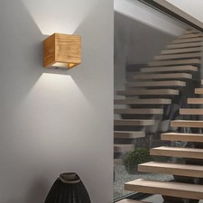 Wandleuchte Spotleuchte Holzlampe Wandlampe Flurlampe Switch Dimmer LED H 11 cm