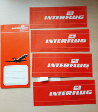 4 Flugscheine Interflug DDR, Ticket, 1 Hülle, Berlin Schönefeld Algier, 1988 (?)