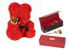 Teddybär ROSEN BÄR 25 Rosenbär Goldene Gold Rose Valentinstag Jahrestag Geschenk