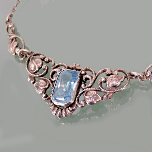 Jugendstil kette silber - silber, blauer