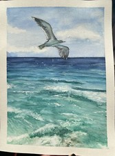 Original Aquarell Bild Möwe