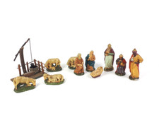 11 alte Gips Krippe-Figuren