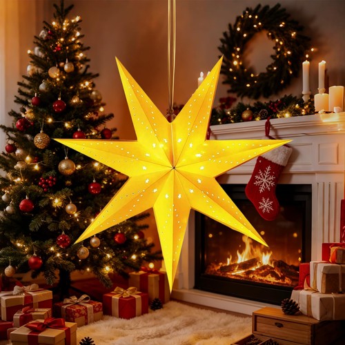 Weihnachtsstern beleuchtet - weihnachtsstern,