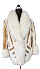 Pelz Jacke Blouson Nerz Fuchs Bisam Lammnappa Leder Gr. 46 Real Fur echt Pelz