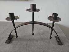 Kerzenständer rustikal antik Stil Gusseisen rot-braun für 3 Kerzen Bogen Form