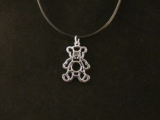 Teddy Bär Anhänger mit Kette Versilbert Bear Puh Brummbär Gummibär Groß