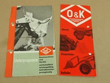 2x Prospekt O&K Lieferprogramm Baumaschinen und Motrak Raupenlader Radlader