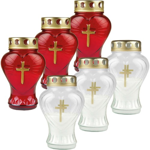 Grablicht glas herz 3er - glas,