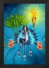 Totenkopf mit Schlangenfedern