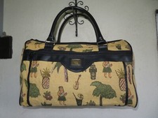 vintage Tasche Reisetasche gelb mit südländischen Motiven
