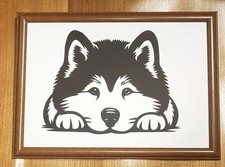 Handgefertigte japanische Kirie Papercut Kunst - Akita Hund - traditioneller ...
