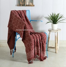 Hand Blockdruck Brown Überwurf Schlamm Tuch Sofa Decke Afrika Stil Handmade