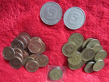 43 Stück DM-Münzen :  5 DM;  2 Pfennig; 10 Pfennig ; 10 Pfennig Deutscher